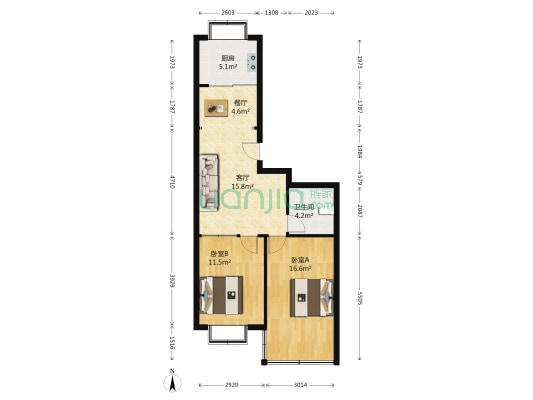 龙门佳苑 2室2厅1卫 78平方