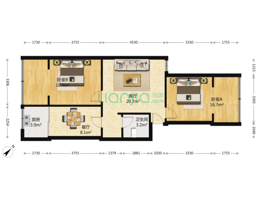 牧电后街13号 2室2厅1卫 78平方