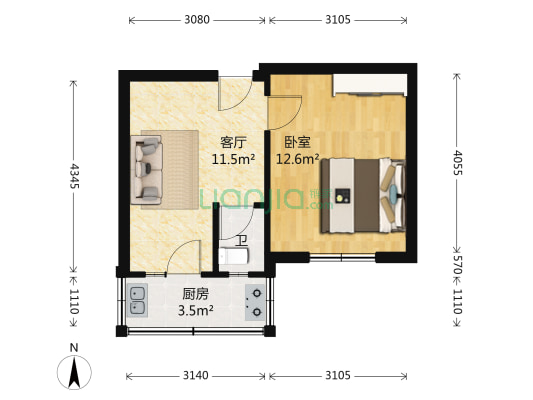 洮南小区 1室1厅1卫 38平方