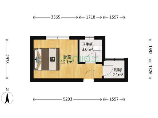 高力德国村 1室0厅1卫 23平方
