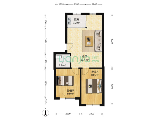 钻石礼都西区 2室1厅1卫 66平方