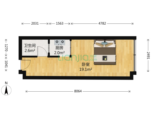 海鹰大厦 1室0厅1卫 36平方