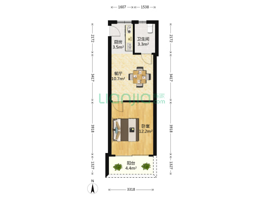 建国西路358弄 1室1厅1卫 43平方