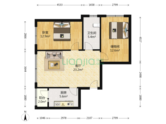华尚·万象新天 1室1厅1卫 93平方