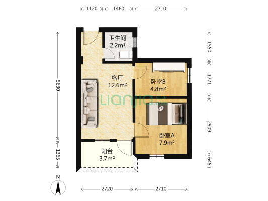 东江公寓 2室1厅1卫 37平方