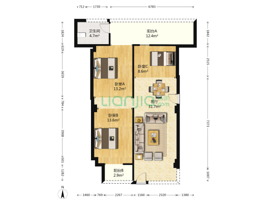 江宁里 3室1厅1卫 78平方