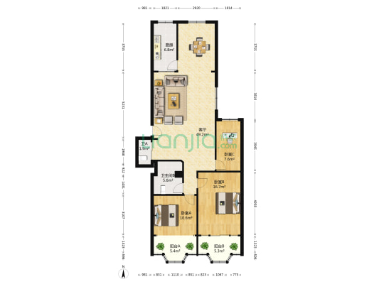 体育馆路12号 3室1厅2卫 129平方