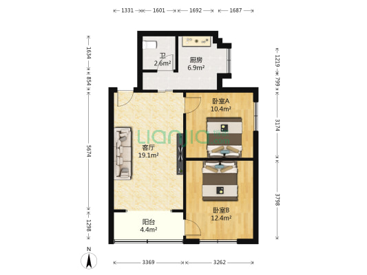 勤俭一村 2室1厅1卫 68平方