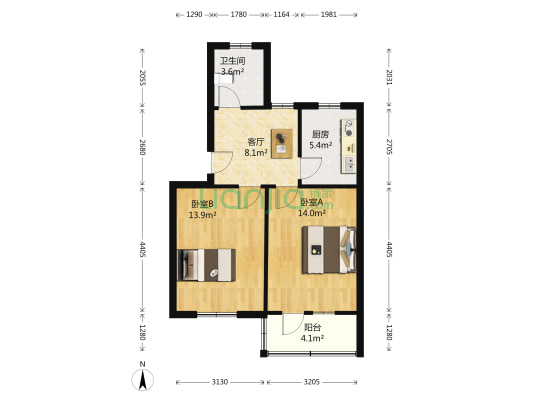 振华园 2室1厅1卫 58平方
