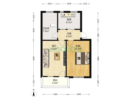 省电子产品检验所 1室1厅1卫 63平方