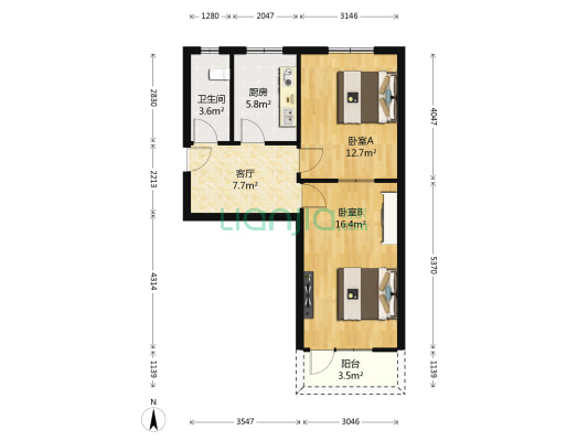 东福民社区 2室1厅1卫 59平方