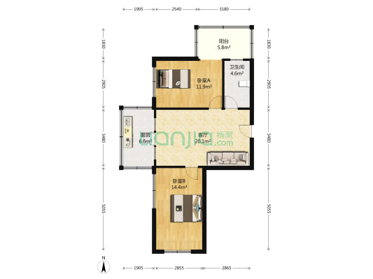 清真寺西区住宅楼 2室1厅1卫 76平方