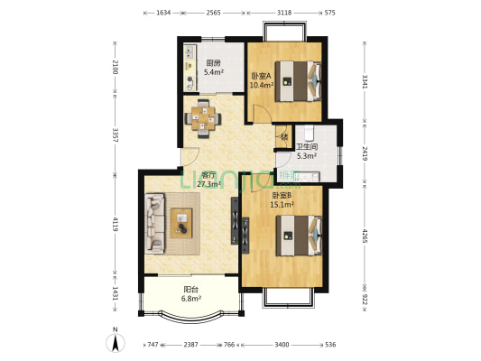 明丰阳光苑 2室1厅1卫 92平方