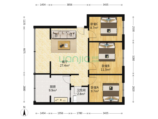 外南街一巷91号 3室1厅1卫 79平方