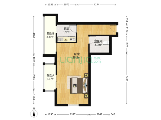 玉鼎大厦 1室0厅1卫 68平方