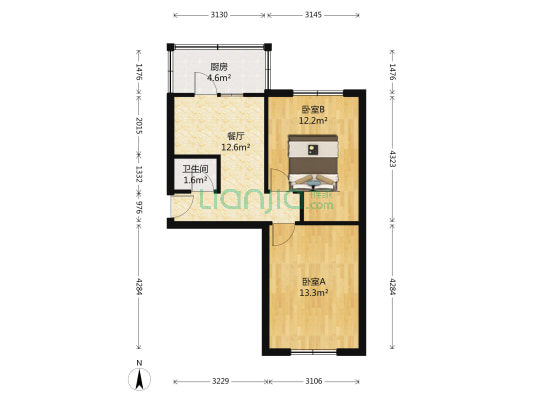 黄河路（辽师商圈） 2室1厅1卫 55平方