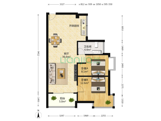 润碧康城 2室1厅1卫 89平方