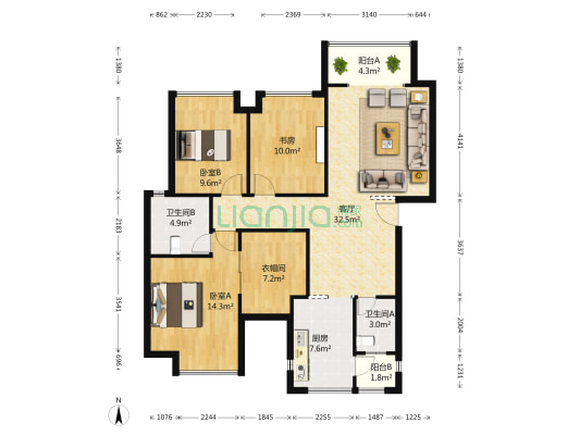 都江逸家 3室1厅2卫 107平方