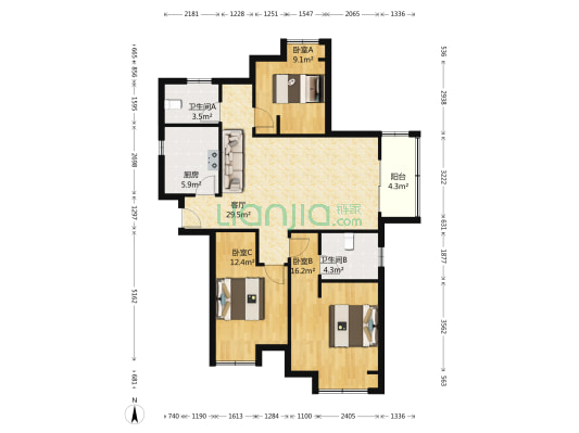 崧文轩 3室1厅2卫 111平方