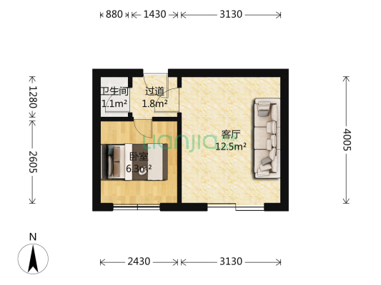 正大巷 1室1厅1卫 32平方