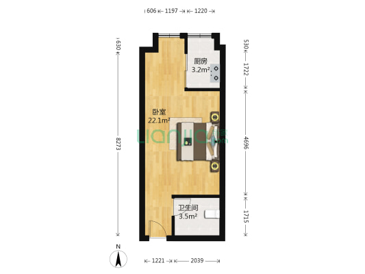奥特莱斯V公寓 1室0厅1卫 41平方