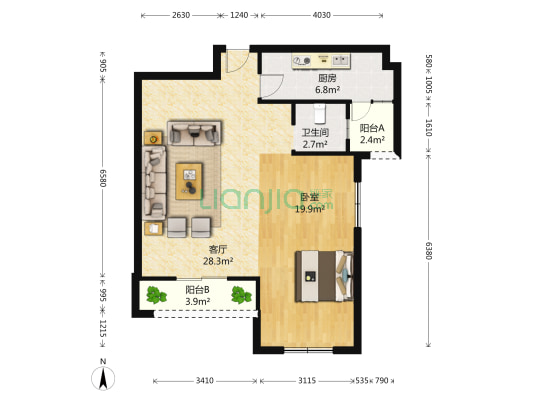 中民仁寿里 1室1厅1卫 86平方