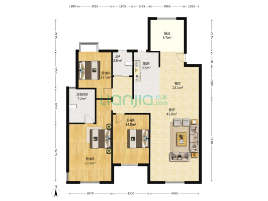 蕴福里·六十六号 3室2厅2卫 138平方