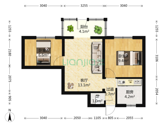 穿金路16号 2室1厅1卫 51平方