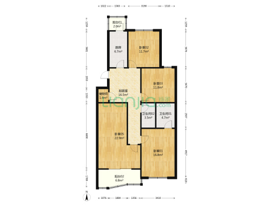 三合庄园 4室1厅2卫 127平方
