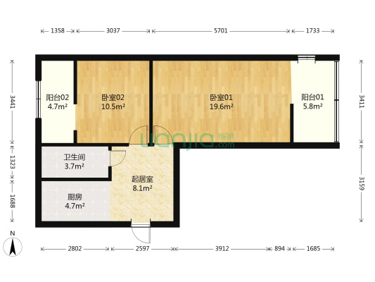 月坛北街 东西朝向 户型方正 全明格局