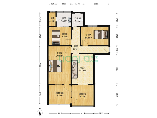 北园大街201号 3室1厅1卫 80平方