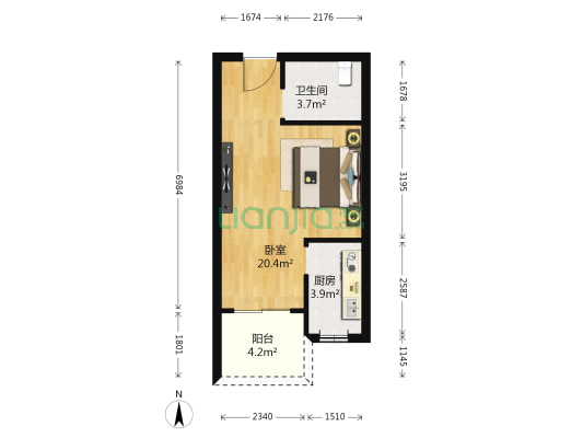 名流世家 1室0厅1卫 42平方
