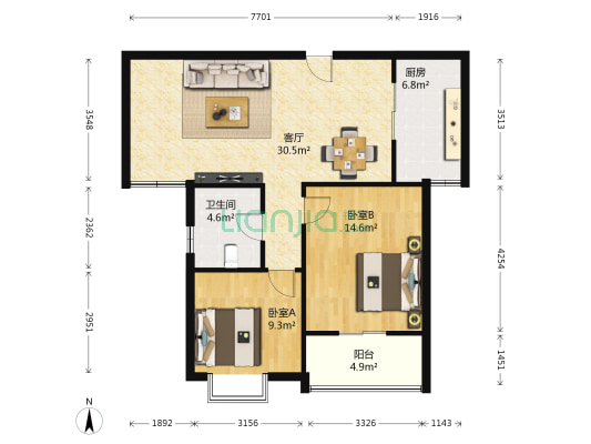 早安林庄 2室1厅1卫 97平方