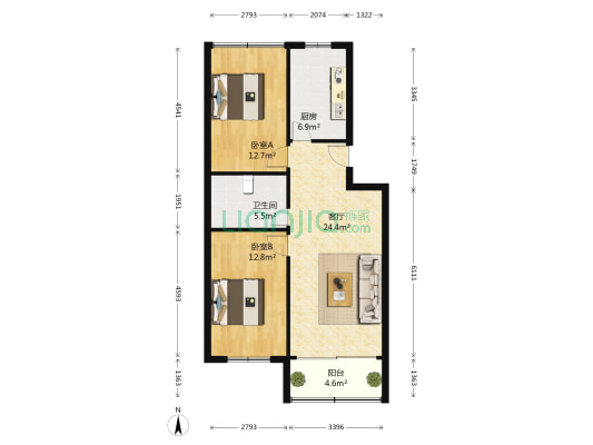金水翠园 2室1厅1卫 89平方