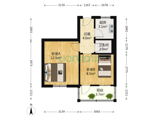 兴富小区 2室0厅1卫 42平方