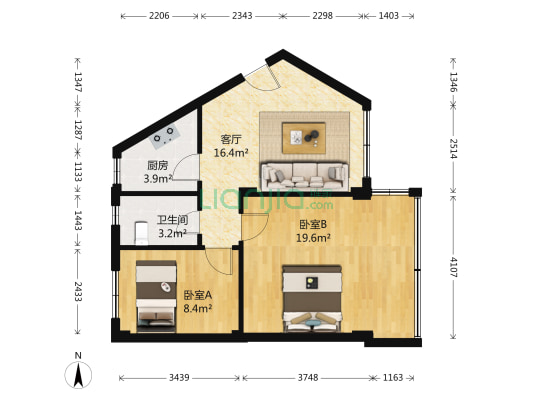 青松社区 2室1厅1卫 61平方