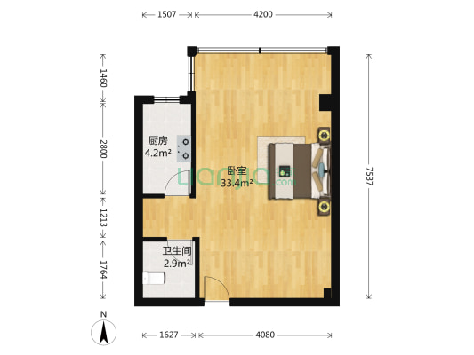 甲六院公寓 1室0厅1卫 63平方