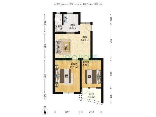 杏南路 2室1厅1卫 58平方