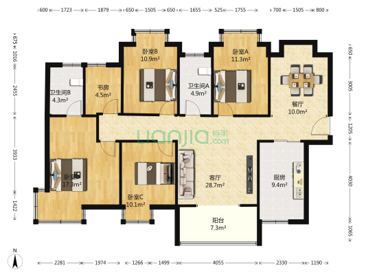 锦都汇 5室2厅2卫 139平方