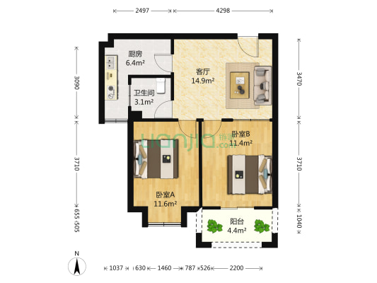 玉带家园 2室1厅1卫 70平方