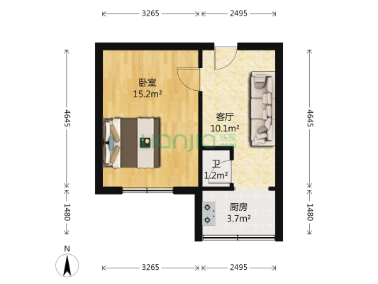 长城小区 1室1厅1卫 41平方