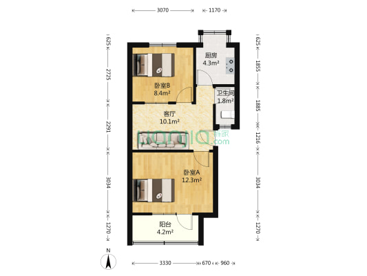 淮河东路96号 2室1厅1卫 54平方