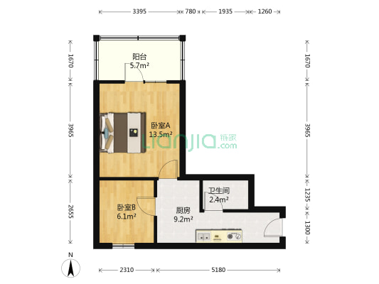 河渠街 2室0厅1卫 44平方