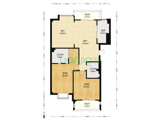 冠正大厦 2室2厅2卫 113平方
