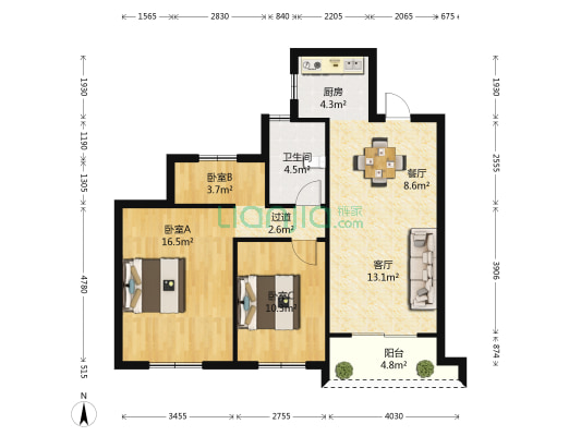 星尚·悦湖苑 3室2厅1卫 88平方