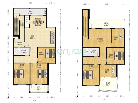 书香苑（园区） 8室1厅2卫 80平方