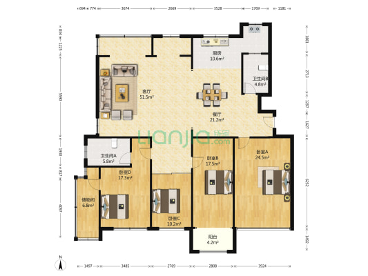 山海佳苑 4室2厅2卫 177平方