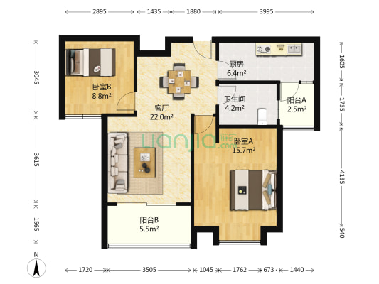 翡翠湖公寓 2室1厅1卫 82平方
