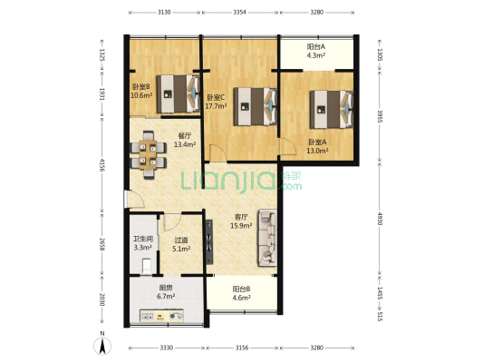 西湖巷6号 3室2厅1卫 89平方