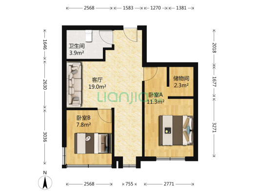 长影商务景都 2室1厅1卫 71平方
